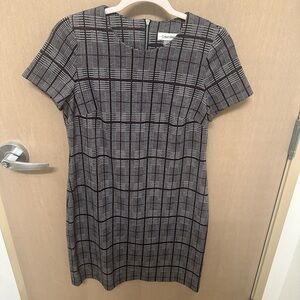 Calvin Klein Black and Gray Plaid Sheath Dress size 8
